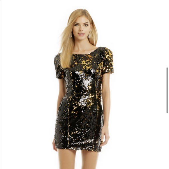 milly black and gold dress